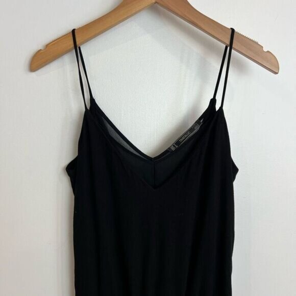 Zara Womens TRF Black Ribbed Jumpsuit Sleeveless Size Small Pockets One Piece - Picture 2 of 11